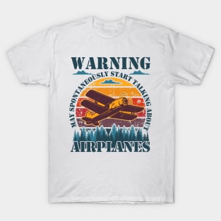 WARNING MAY SPONTANEOUSLY START TALKING ABOUT AIRPLANES VINTAGE SUNSET T-Shirt